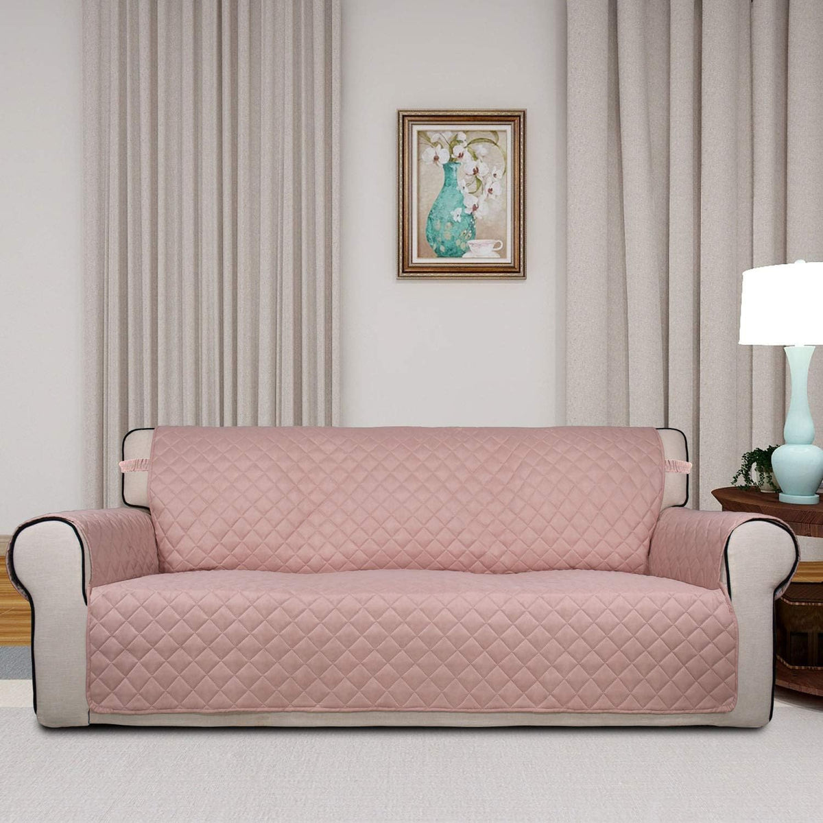 Reversible Quilted Sofa Cover Dog Couch Covers for Sofa, 66 in | Gray/Light Gray, Water Resistant Couch Protector, Washable Pet Couch Cover with Non Slip and Elastic Straps For Kids - Colors B