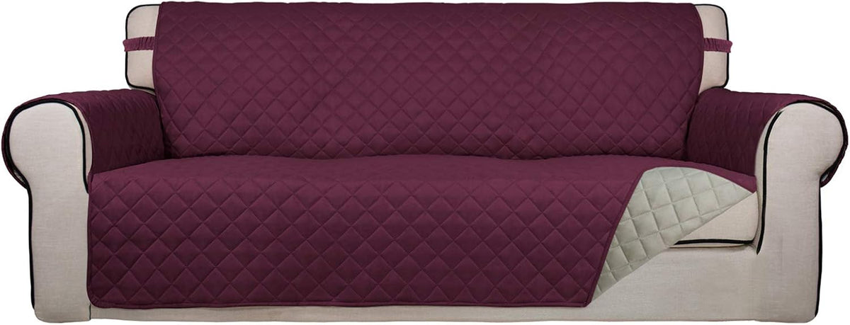 Reversible Quilted Sofa Cover Dog Couch Covers for Sofa, 66 in | Gray/Light Gray, Water Resistant Couch Protector, Washable Pet Couch Cover with Non Slip and Elastic Straps For Kids - Colors B
