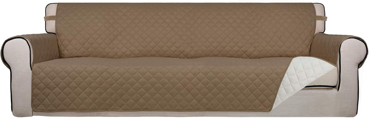 Reversible Quilted Sofa Cover Dog Couch Covers for Sofa, 66 in | Gray/Light Gray, Water Resistant Couch Protector, Washable Pet Couch Cover with Non Slip and Elastic Straps For Kids - Colors B