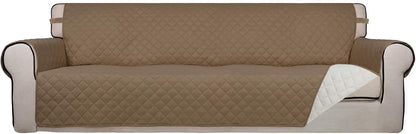 Reversible Quilted Sofa Cover Dog Couch Covers for Sofa, 66 in | Gray/Light Gray, Water Resistant Couch Protector, Washable Pet Couch Cover with Non Slip and Elastic Straps For Kids - Colors B