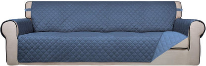 Reversible Quilted Sofa Cover Dog Couch Covers for Sofa, 66 in | Gray/Light Gray, Water Resistant Couch Protector, Washable Pet Couch Cover with Non Slip and Elastic Straps For Kids - Colors B