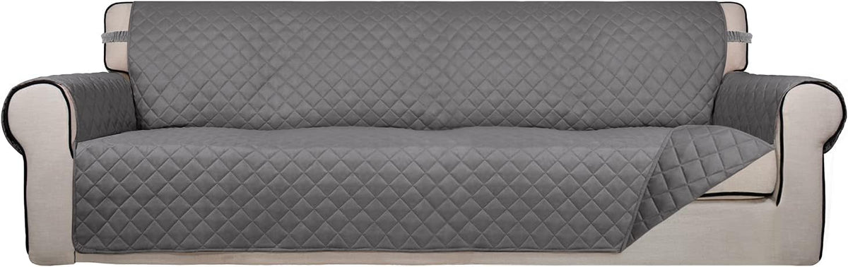 Reversible Quilted Sofa Cover Dog Couch Covers for Sofa, 66 in | Gray/Light Gray, Water Resistant Couch Protector, Washable Pet Couch Cover with Non Slip and Elastic Straps For Kids - Colors B