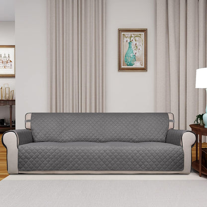 Reversible Quilted Sofa Cover Dog Couch Covers for Sofa, 66 in | Gray/Light Gray, Water Resistant Couch Protector, Washable Pet Couch Cover with Non Slip and Elastic Straps For Kids - Colors B