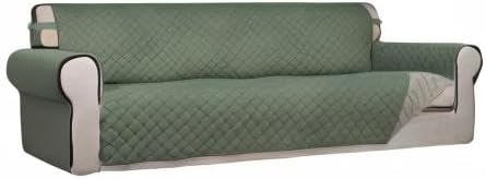 Reversible Quilted Sofa Cover Dog Couch Covers for Sofa, 66 in | Gray/Light Gray, Water Resistant Couch Protector, Washable Pet Couch Cover with Non Slip and Elastic Straps For Kids - Colors B