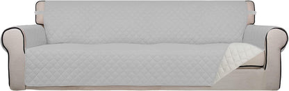 Reversible Quilted Sofa Cover Dog Couch Covers for Sofa, 66 in | Gray/Light Gray, Water Resistant Couch Protector, Washable Pet Couch Cover with Non Slip and Elastic Straps For Kids - Colors B
