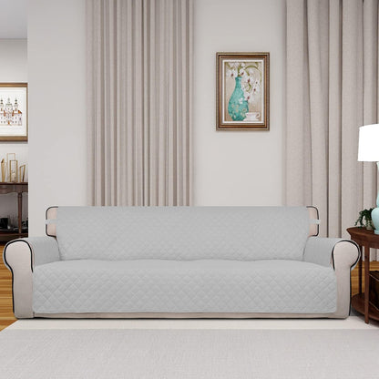 Reversible Quilted Sofa Cover Dog Couch Covers for Sofa, 66 in | Gray/Light Gray, Water Resistant Couch Protector, Washable Pet Couch Cover with Non Slip and Elastic Straps For Kids - Colors B