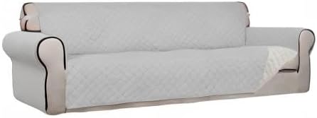 Reversible Quilted Sofa Cover Dog Couch Covers for Sofa, 66 in | Gray/Light Gray, Water Resistant Couch Protector, Washable Pet Couch Cover with Non Slip and Elastic Straps For Kids - Colors B
