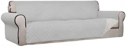 Reversible Quilted Sofa Cover Dog Couch Covers for Sofa, 66 in | Gray/Light Gray, Water Resistant Couch Protector, Washable Pet Couch Cover with Non Slip and Elastic Straps For Kids - Colors B