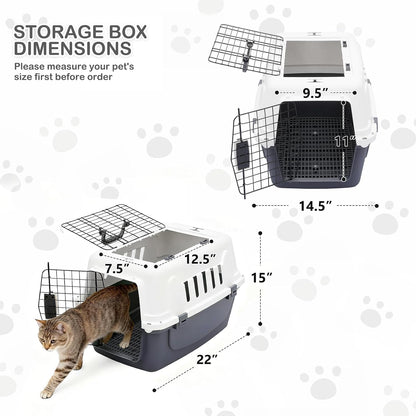 18-Inch 2-Door Top Loading Cat Carrier, Plastic Dog Crate Hard-Sided Dog Travel Carrier for Small Dogs and Cats, Ventilation and Security Lock Design for Pets up to 10 lbs (Green)