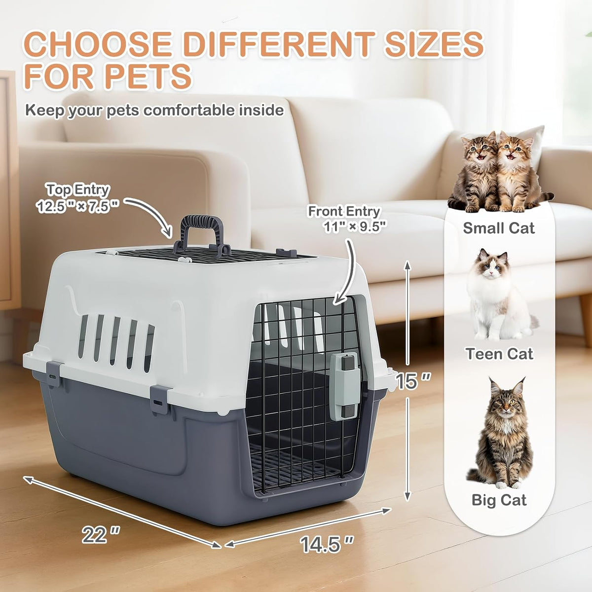 18-Inch 2-Door Top Loading Cat Carrier, Plastic Dog Crate Hard-Sided Dog Travel Carrier for Small Dogs and Cats, Ventilation and Security Lock Design for Pets up to 10 lbs (Green)