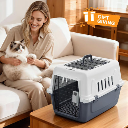 18-Inch 2-Door Top Loading Cat Carrier, Plastic Dog Crate Hard-Sided Dog Travel Carrier for Small Dogs and Cats, Ventilation and Security Lock Design for Pets up to 10 lbs (Green)