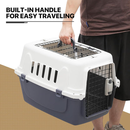 18-Inch 2-Door Top Loading Cat Carrier, Plastic Dog Crate Hard-Sided Dog Travel Carrier for Small Dogs and Cats, Ventilation and Security Lock Design for Pets up to 10 lbs (Green)