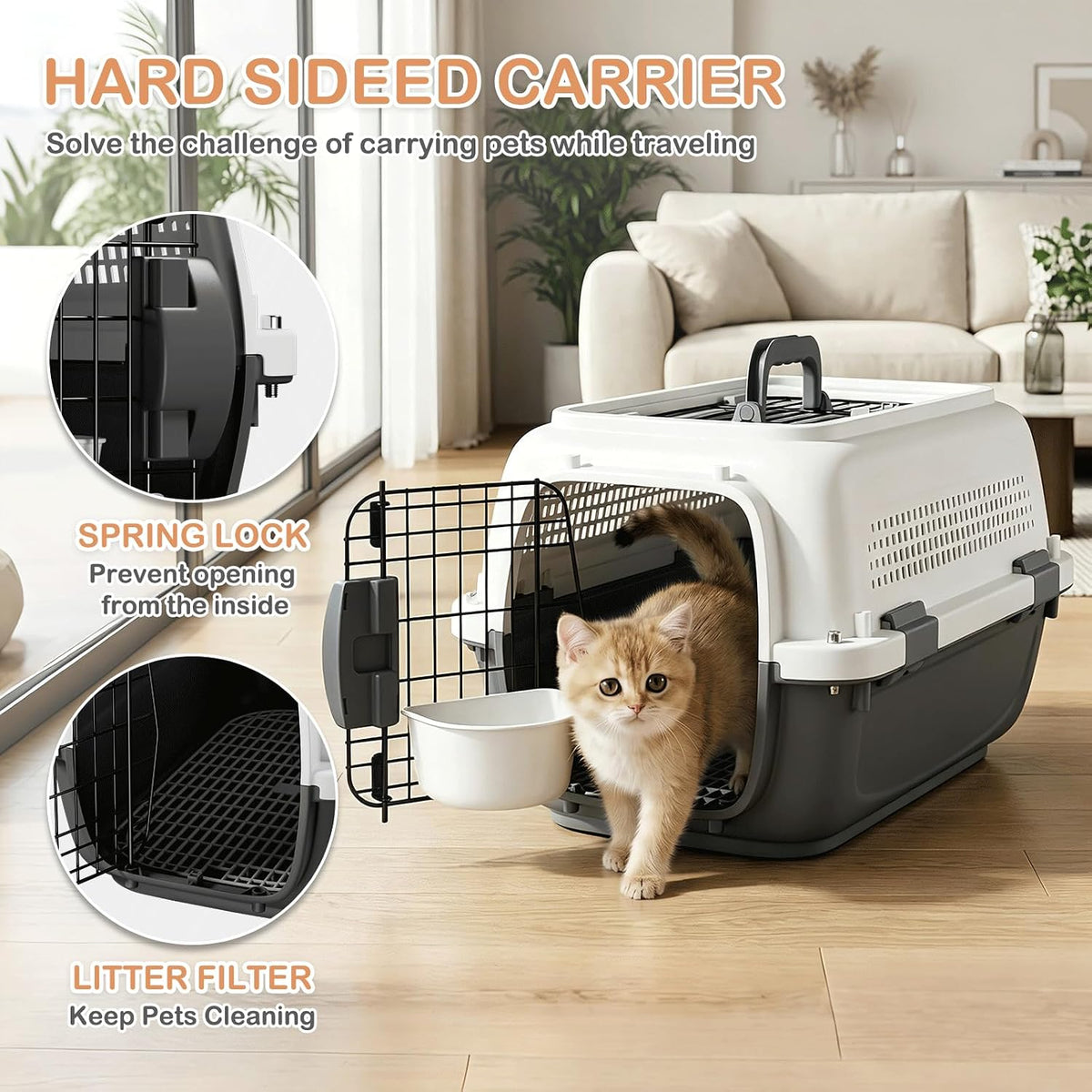 18-Inch 2-Door Top Loading Cat Carrier, Plastic Dog Crate Hard-Sided Dog Travel Carrier for Small Dogs and Cats, Ventilation and Security Lock Design for Pets up to 10 lbs (Green)