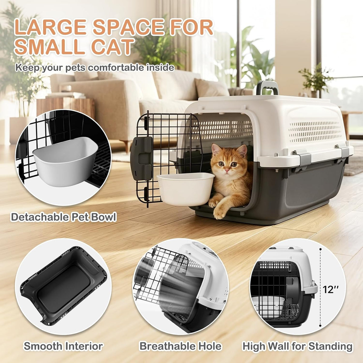 18-Inch 2-Door Top Loading Cat Carrier, Plastic Dog Crate Hard-Sided Dog Travel Carrier for Small Dogs and Cats, Ventilation and Security Lock Design for Pets up to 10 lbs (Green)