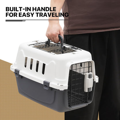 18-Inch 2-Door Top Loading Cat Carrier, Plastic Dog Crate Hard-Sided Dog Travel Carrier for Small Dogs and Cats, Ventilation and Security Lock Design for Pets up to 10 lbs (Green)