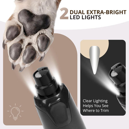 Dog Nail Grinder for Large Dogs, Quiet 6-Speed with LED Light