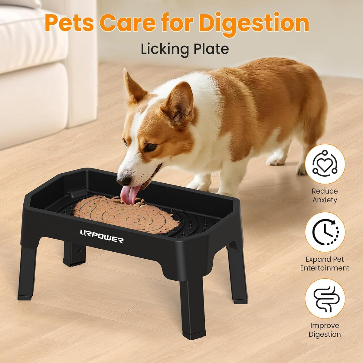 Elevated Dog Bowls, 3-in-1 Double Deck Raised Dog Bowl Stand | 4 Height Adjustable Raised Stand with 2 Stainless Steel Food Bowls & Licking Plate for Small, Medium & Large Dogs