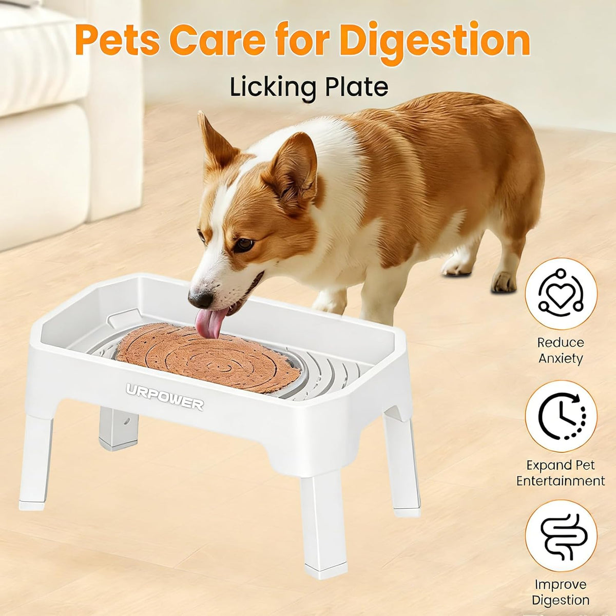 Elevated Dog Bowls, 3-in-1 Double Deck Raised Dog Bowl Stand | 4 Height Adjustable Raised Stand with 2 Stainless Steel Food Bowls & Licking Plate for Small, Medium & Large Dogs