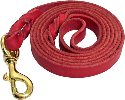 Leather Dog Leash 6ft x 1/2'', Heavy Duty Braided Dog Leashes with Rotating Clasp, Genuine Handmade Leather Dog Training Leash for Small Medium Dogs