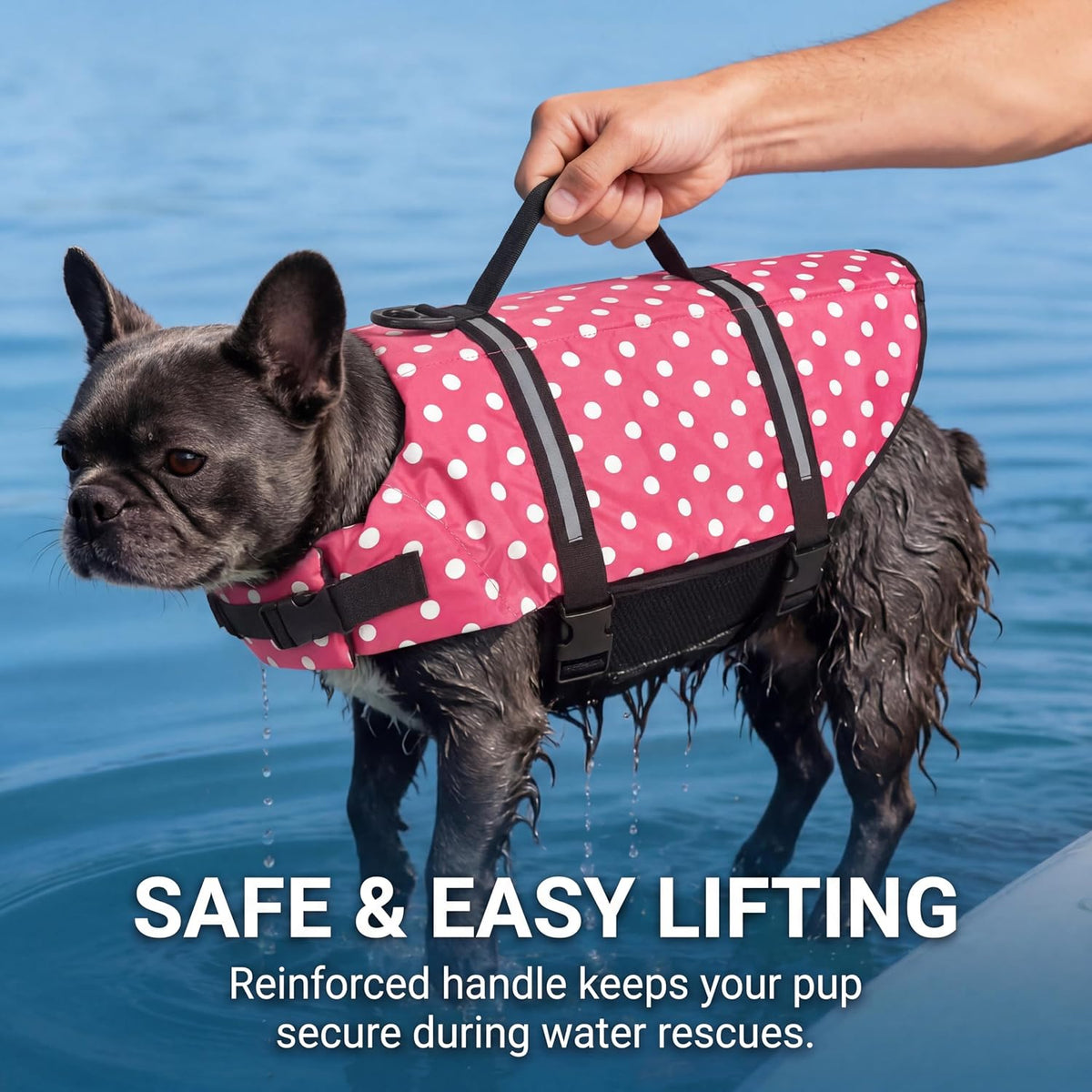 Dog Life Jacket with Rescue Handle, Dog Life Vest for Swimming Boating, Adjustable Reflective Puppy Swim Vest with Superior Buoyancy for Small Medium Large Dogs