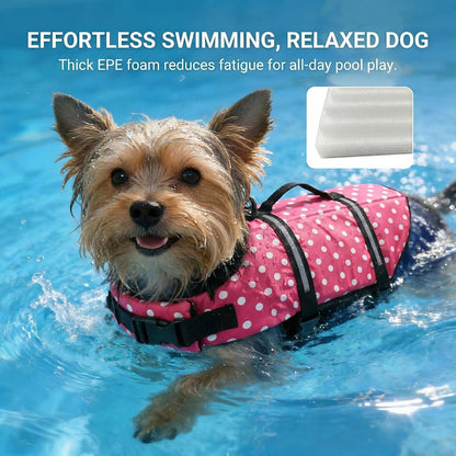 Dog Life Jacket with Rescue Handle, Dog Life Vest for Swimming Boating, Adjustable Reflective Puppy Swim Vest with Superior Buoyancy for Small Medium Large Dogs