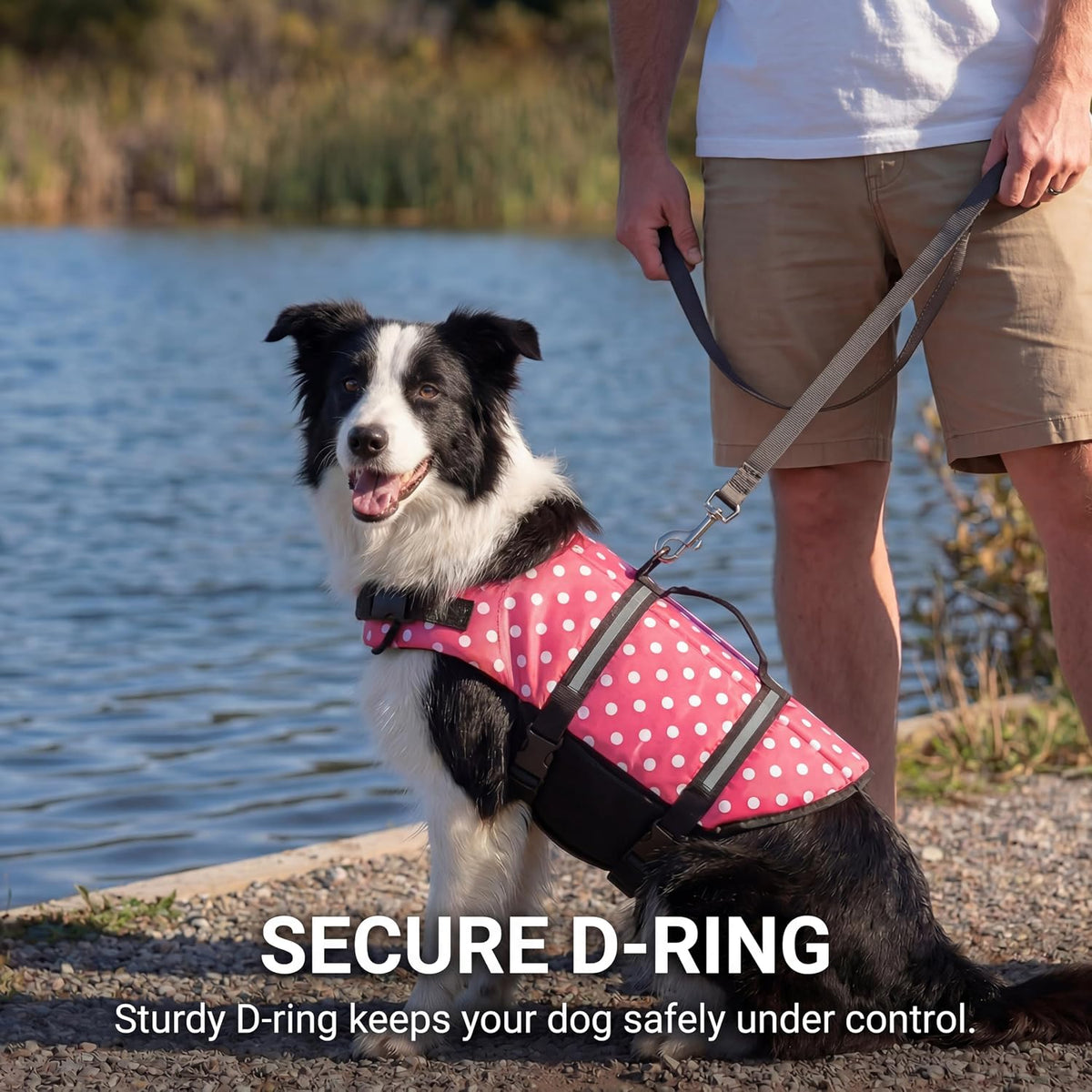Dog Life Jacket with Rescue Handle, Dog Life Vest for Swimming Boating, Adjustable Reflective Puppy Swim Vest with Superior Buoyancy for Small Medium Large Dogs
