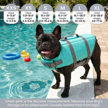 Dog Life Jacket with Rescue Handle, Dog Life Vest for Swimming Boating, Adjustable Reflective Puppy Swim Vest with Superior Buoyancy for Small Medium Large Dogs