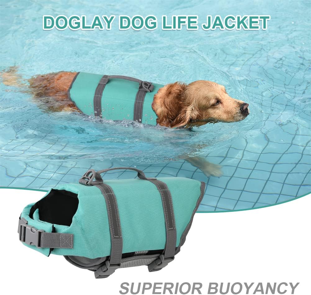 Dog Life Jacket with Rescue Handle, Dog Life Vest for Swimming Boating, Adjustable Reflective Puppy Swim Vest with Superior Buoyancy for Small Medium Large Dogs