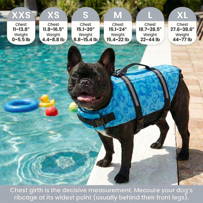 Dog Life Jacket with Rescue Handle, Dog Life Vest for Swimming Boating, Adjustable Reflective Puppy Swim Vest with Superior Buoyancy for Small Medium Large Dogs