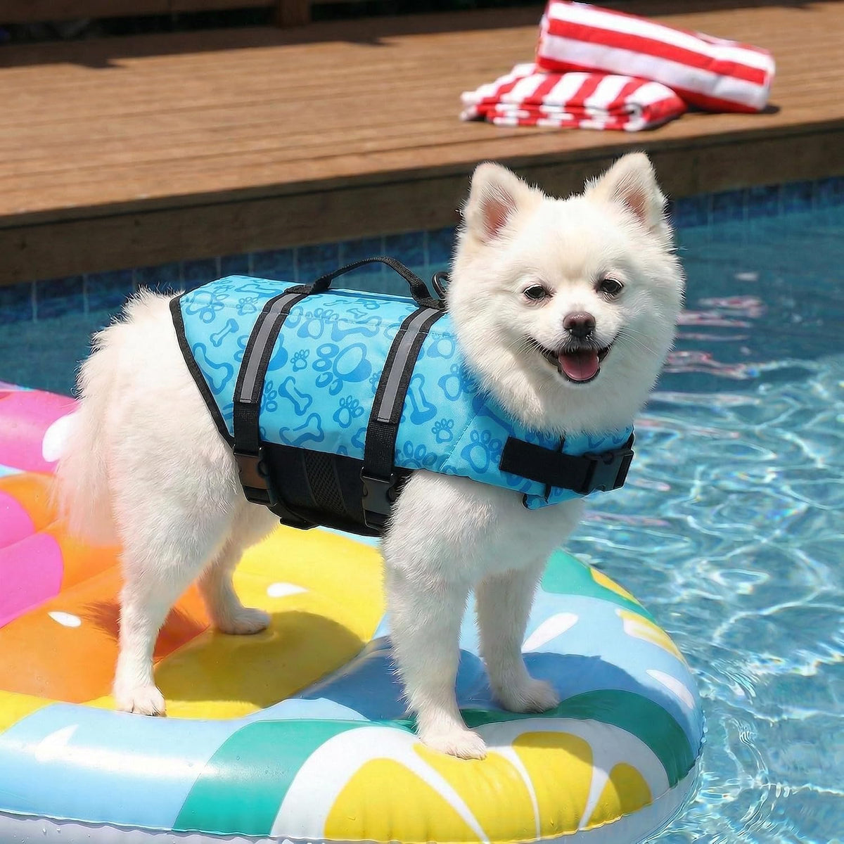 Dog Life Jacket with Rescue Handle, Dog Life Vest for Swimming Boating, Adjustable Reflective Puppy Swim Vest with Superior Buoyancy for Small Medium Large Dogs