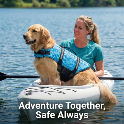 Dog Life Jacket with Rescue Handle, Dog Life Vest for Swimming Boating, Adjustable Reflective Puppy Swim Vest with Superior Buoyancy for Small Medium Large Dogs