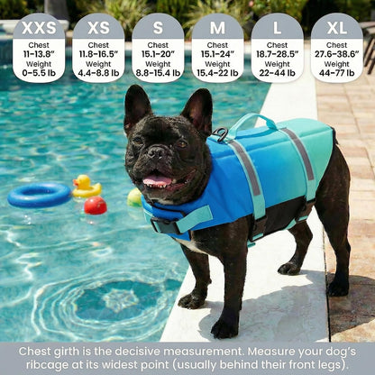 Dog Life Jacket with Rescue Handle, Dog Life Vest for Swimming Boating, Adjustable Reflective Puppy Swim Vest with Superior Buoyancy for Small Medium Large Dogs