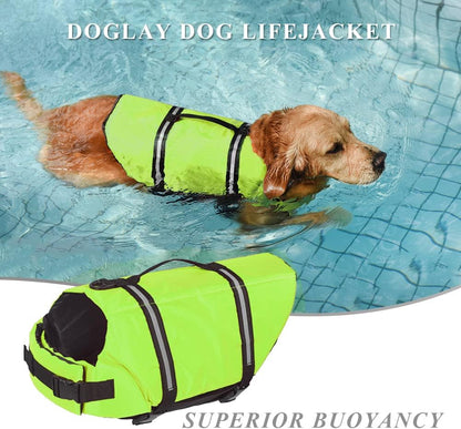 Dog Life Jacket with Rescue Handle, Dog Life Vest for Swimming Boating, Adjustable Reflective Puppy Swim Vest with Superior Buoyancy for Small Medium Large Dogs