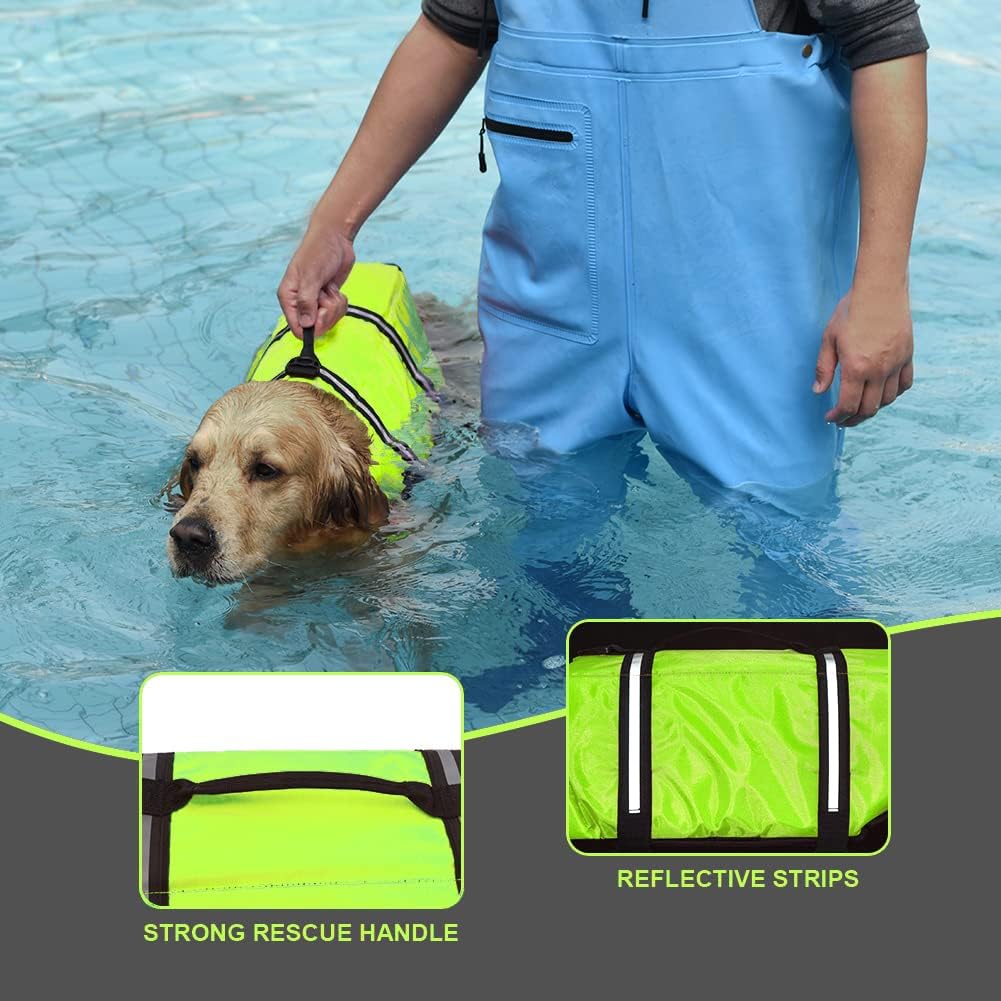 Dog Life Jacket with Rescue Handle, Dog Life Vest for Swimming Boating, Adjustable Reflective Puppy Swim Vest with Superior Buoyancy for Small Medium Large Dogs