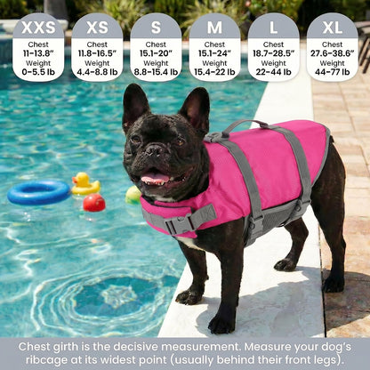 Dog Life Jacket with Rescue Handle, Dog Life Vest for Swimming Boating, Adjustable Reflective Puppy Swim Vest with Superior Buoyancy for Small Medium Large Dogs