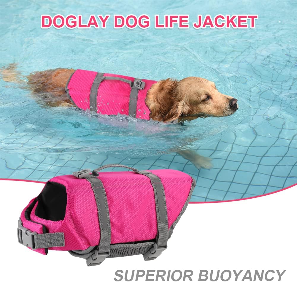Dog Life Jacket with Rescue Handle, Dog Life Vest for Swimming Boating, Adjustable Reflective Puppy Swim Vest with Superior Buoyancy for Small Medium Large Dogs