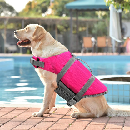 Dog Life Jacket with Rescue Handle, Dog Life Vest for Swimming Boating, Adjustable Reflective Puppy Swim Vest with Superior Buoyancy for Small Medium Large Dogs