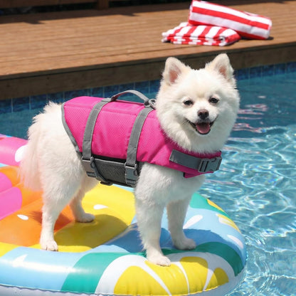 Dog Life Jacket with Rescue Handle, Dog Life Vest for Swimming Boating, Adjustable Reflective Puppy Swim Vest with Superior Buoyancy for Small Medium Large Dogs