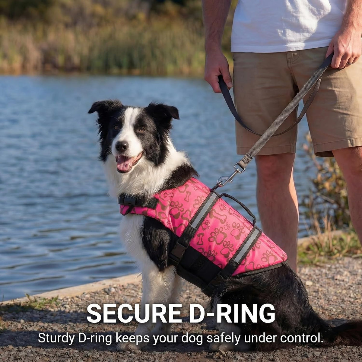 Dog Life Jacket with Rescue Handle, Dog Life Vest for Swimming Boating, Adjustable Reflective Puppy Swim Vest with Superior Buoyancy for Small Medium Large Dogs