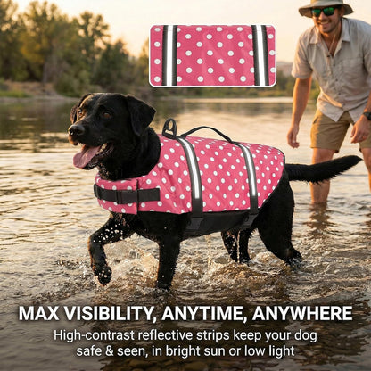 Dog Life Jacket with Rescue Handle, Dog Life Vest for Swimming Boating, Adjustable Reflective Puppy Swim Vest with Superior Buoyancy for Small Medium Large Dogs
