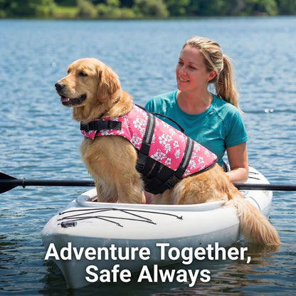 Dog Life Jacket with Rescue Handle, Dog Life Vest for Swimming Boating, Adjustable Reflective Puppy Swim Vest with Superior Buoyancy for Small Medium Large Dogs