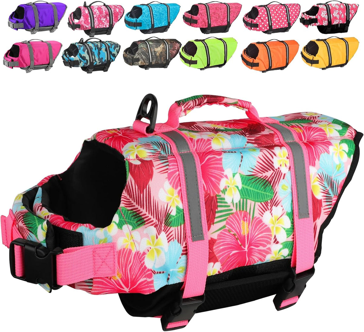 Dog Life Jacket with Rescue Handle, Dog Life Vest for Swimming Boating, Adjustable Reflective Puppy Swim Vest with Superior Buoyancy for Small Medium Large Dogs