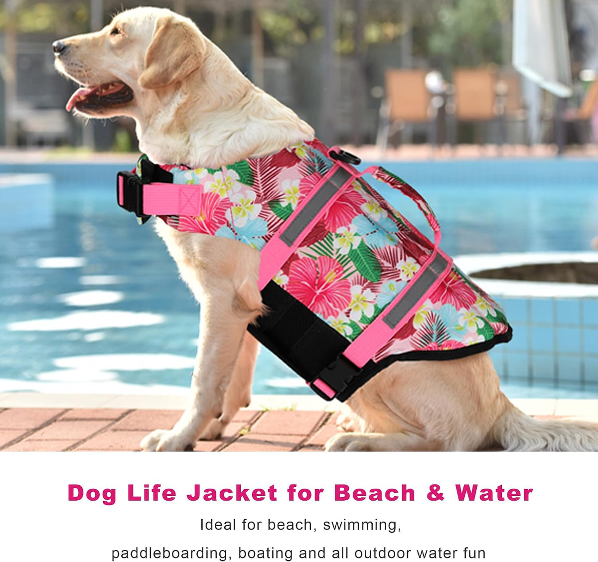 Dog Life Jacket with Rescue Handle, Dog Life Vest for Swimming Boating, Adjustable Reflective Puppy Swim Vest with Superior Buoyancy for Small Medium Large Dogs