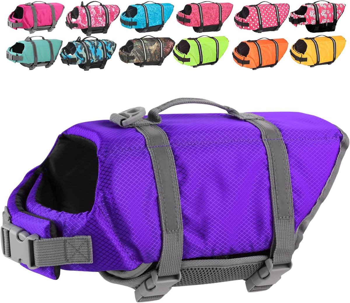 Dog Life Jacket with Rescue Handle, Dog Life Vest for Swimming Boating, Adjustable Reflective Puppy Swim Vest with Superior Buoyancy for Small Medium Large Dogs