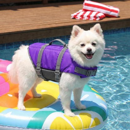 Dog Life Jacket with Rescue Handle, Dog Life Vest for Swimming Boating, Adjustable Reflective Puppy Swim Vest with Superior Buoyancy for Small Medium Large Dogs