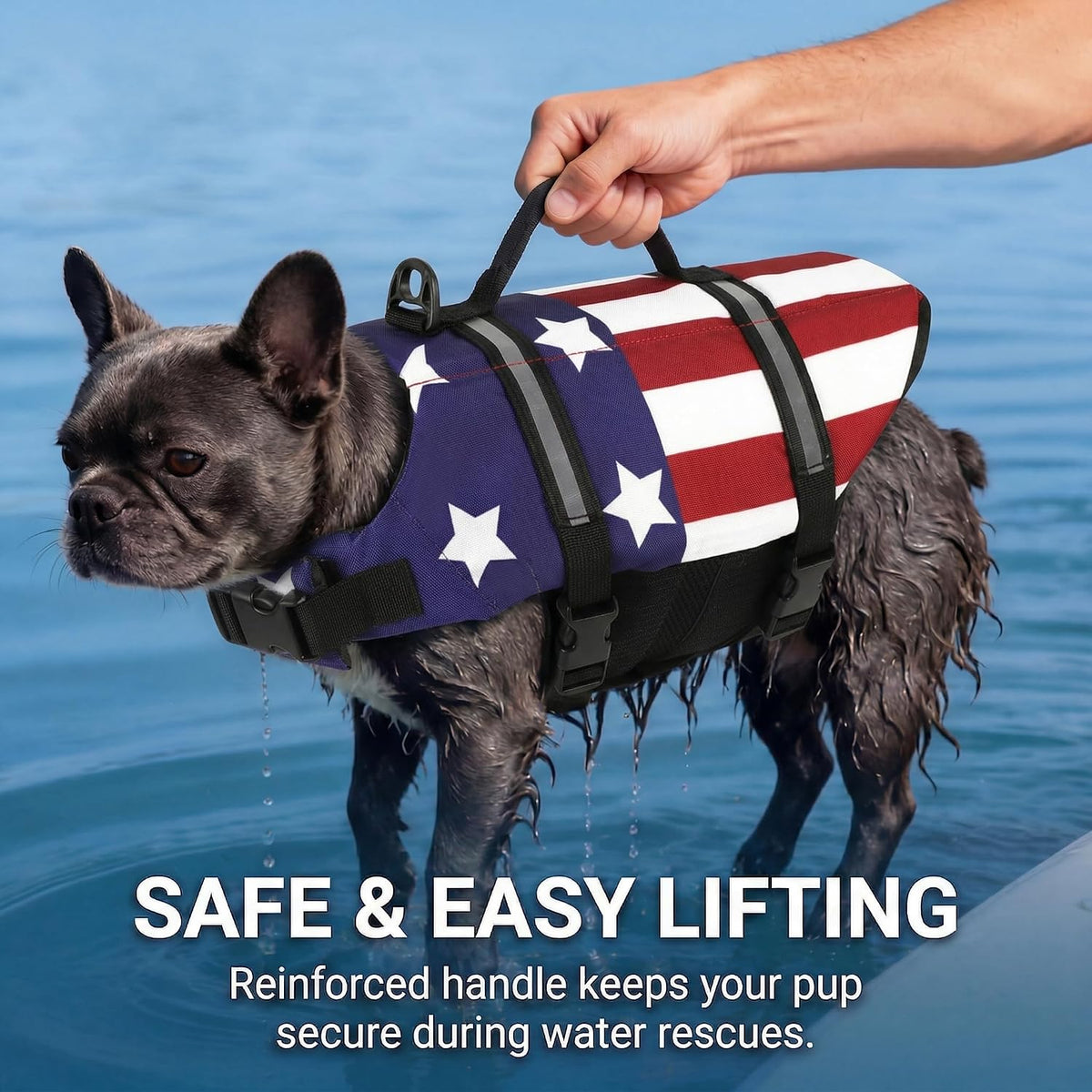 Dog Life Jacket with Rescue Handle, Dog Life Vest for Swimming Boating, Adjustable Reflective Puppy Swim Vest with Superior Buoyancy for Small Medium Large Dogs