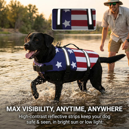Dog Life Jacket with Rescue Handle, Dog Life Vest for Swimming Boating, Adjustable Reflective Puppy Swim Vest with Superior Buoyancy for Small Medium Large Dogs