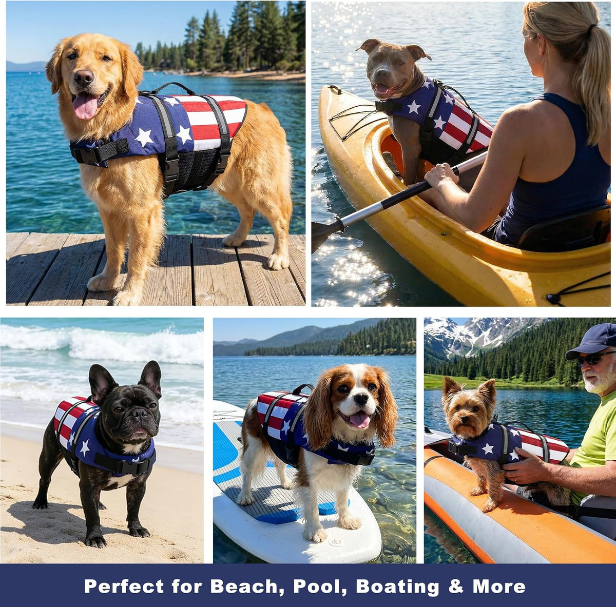 Dog Life Jacket with Rescue Handle, Dog Life Vest for Swimming Boating, Adjustable Reflective Puppy Swim Vest with Superior Buoyancy for Small Medium Large Dogs