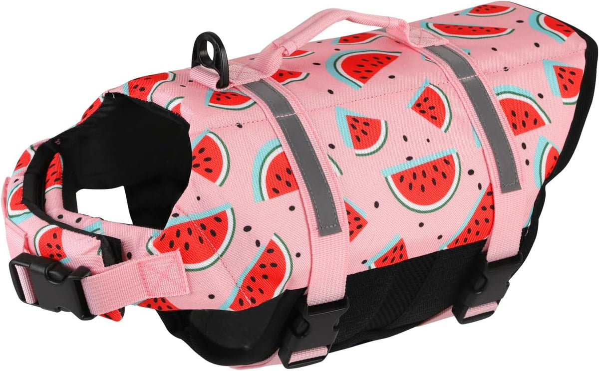 Dog Life Jacket with Rescue Handle, Dog Life Vest for Swimming Boating, Adjustable Reflective Puppy Swim Vest with Superior Buoyancy for Small Medium Large Dogs