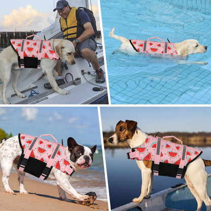 Dog Life Jacket with Rescue Handle, Dog Life Vest for Swimming Boating, Adjustable Reflective Puppy Swim Vest with Superior Buoyancy for Small Medium Large Dogs